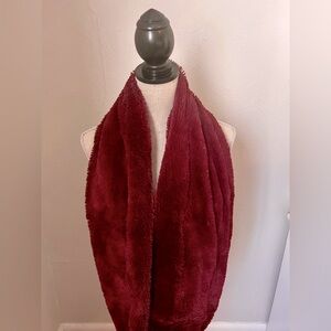 Fuzzy maroon infinity scarf for winter